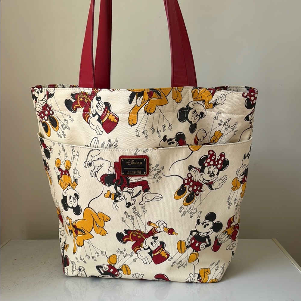 Disney Cream and Red Cartoon Character Tote Bag